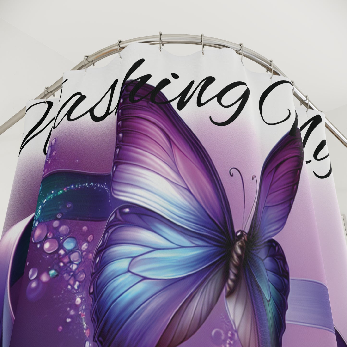 Washing My Cares Away Butterfly Shower Curtain - Inspirational Design for a Relaxing Bathroom Experience
