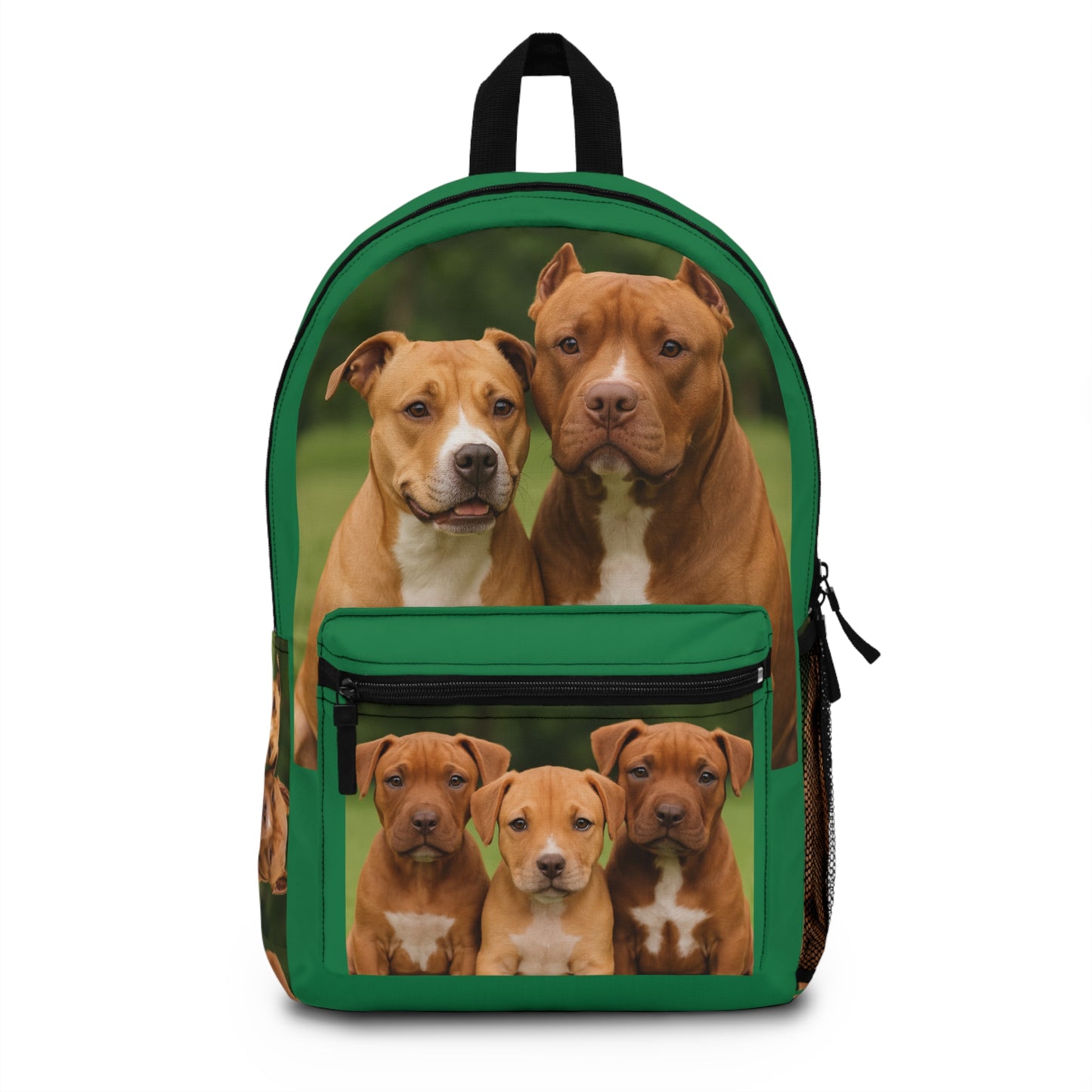 Pitbull Family Backpack - Unique Green Dog Design for Pet Lovers
