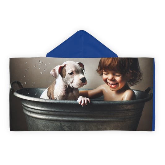 Cute Youth Hooded Towel with Puppy Design - Perfect for Bath or Beach Days