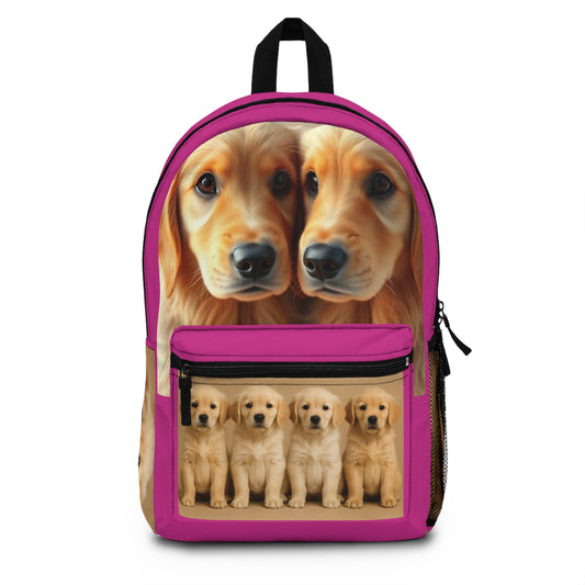 Golden Retriever Puppy Backpack - Cute Dog-Focused School Bag for Animal Lovers