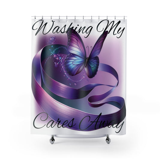 Washing My Cares Away Butterfly Shower Curtain - Inspirational Design for a Relaxing Bathroom Experience